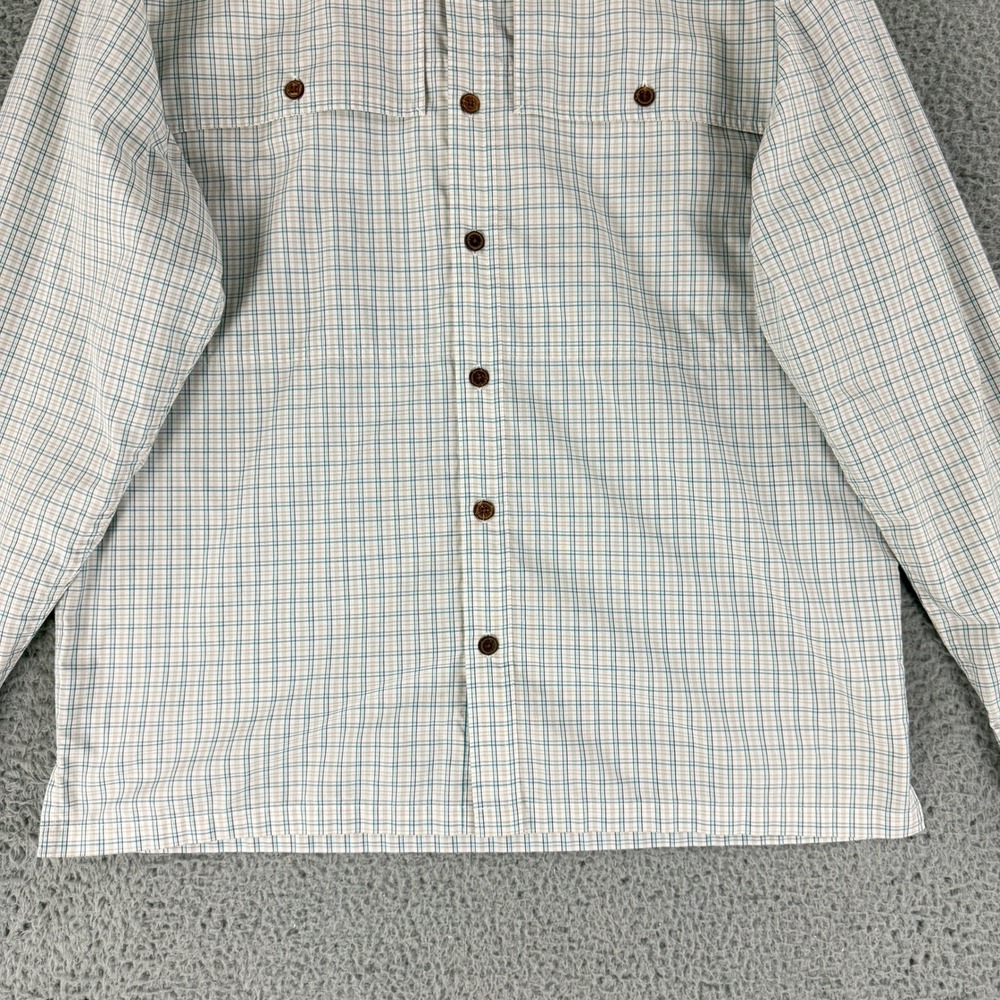 Patagonia Plaid Button Down Shirt Men Medium Blue Tan Long Sleeve Organic Cotton - Picture 4 of 13